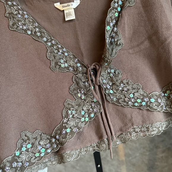 Y2K Studio Y Cropped 1/2 Cardi with Sequins Women’s L - Picture 5 of 12